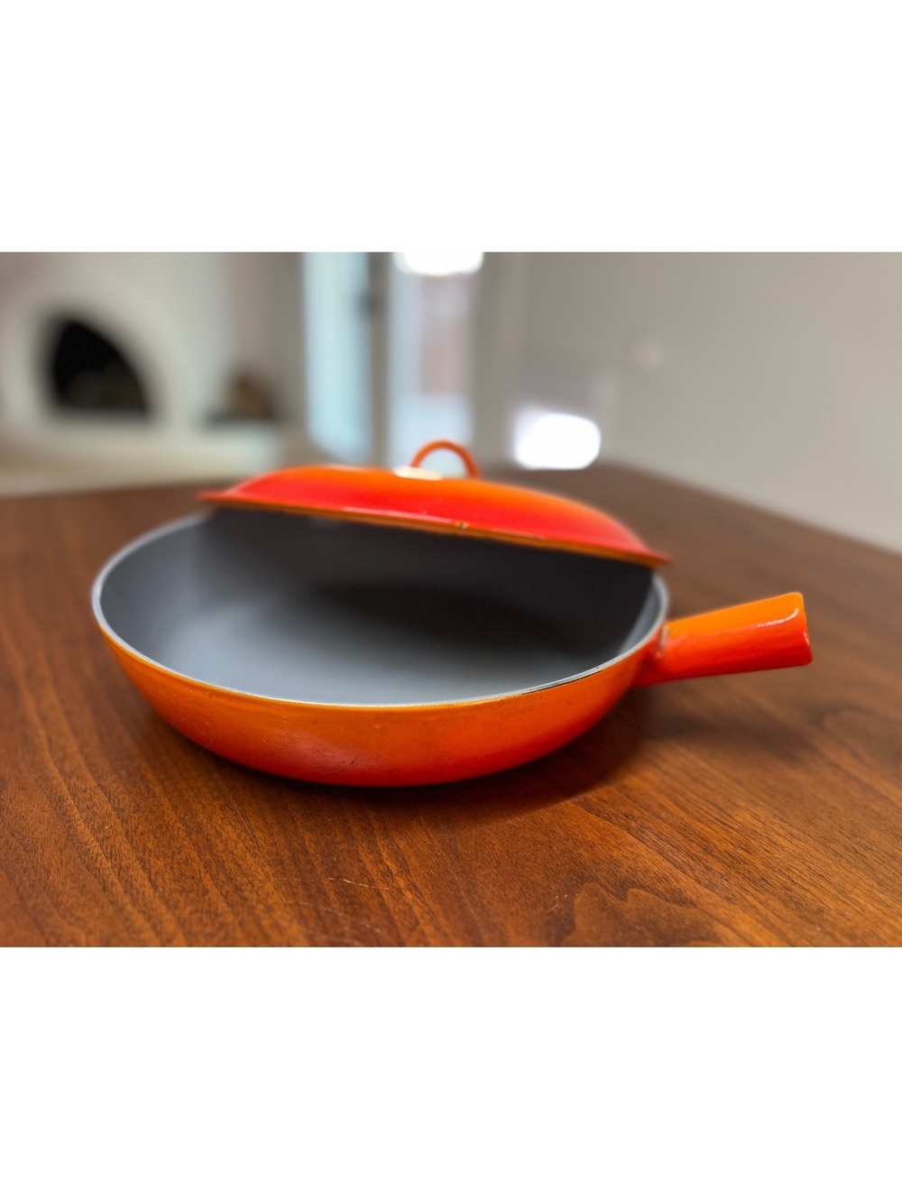 Vtg Descoware Flame Orange Enamel Cast Iron Skillet Lid FE 28